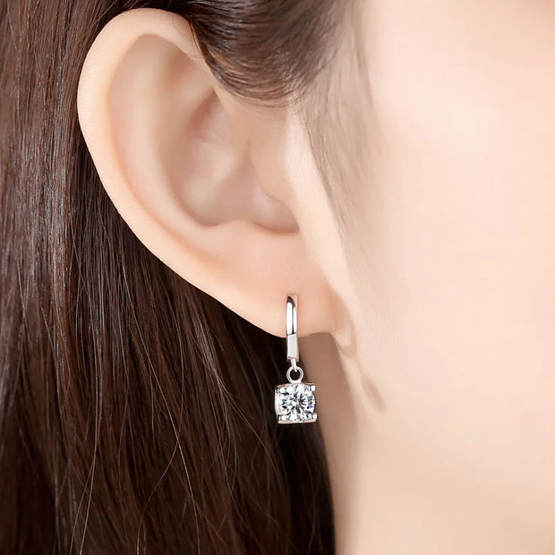 NeeTim 2CT Moissanite Drop Earrings for Women Sparkling Diamond Earring 100% S925 Sterling Silver with White Gold Plated Jewelry