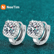 NeeTim 1ct Moissanite Earrings for Women S925 Sterling Sliver with 18k Gold Plated Hoop Earring Wedding Jewelry with Certificate