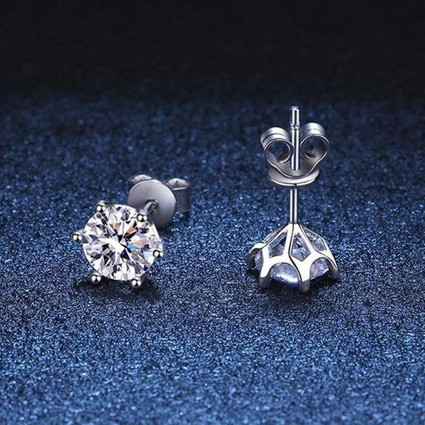 NeeTim 2ct Moissanite Studs Earrings for Women S925 Sterling Silver White Gold Plated Lab Diamond Earring With GRA Certificate