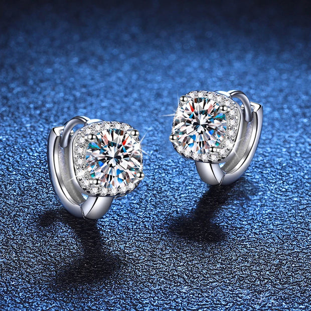 NeeTim 1ct Moissanite Earrings for Women S925 Sterling Sliver with 18k Gold Plated Hoop Earring Wedding Jewelry with Certificate