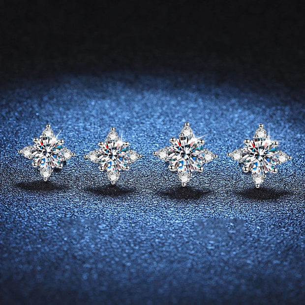 Star 1ct 6.5mm D Color  Earrings Sliver with White Gold Plated