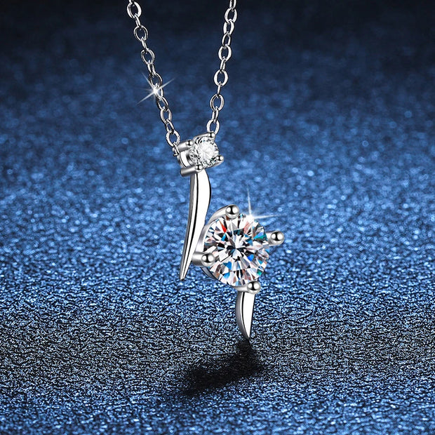 NeeTim 1ct 6.5mm D Color Moissanite Diamond Pendant Necklace 925 Sterling Sliver with 18K Gold Plated Necklaces Gift for Women
