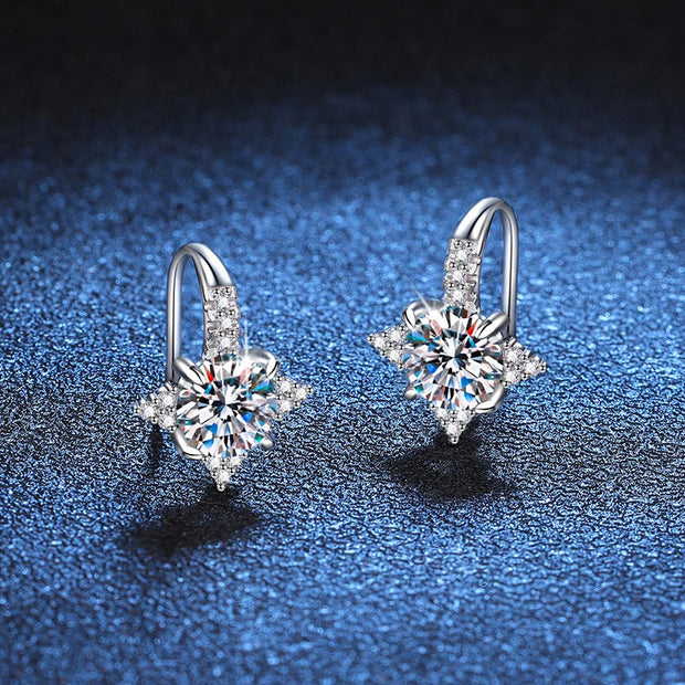 NeeTim 1ct 6.5mm Moissanite Earrings for Women S925 Sterling Sliver with 18k Gold Plated Diamond Earring Wedding Party Jewelry