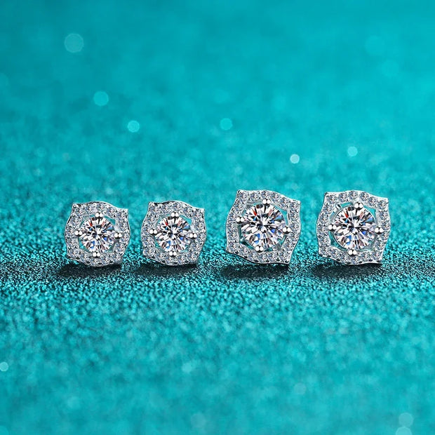 NeeTim 1ct 6.5mm Moissanite Earrings for Women S925 Sterling Silver Gemstone Earring Certified Ear Studs Wedding Party Jewelry