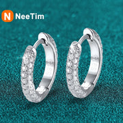NeeTim Full Moissanite Diamond Earrings 925 Sterling Silver with 18K Gold Plated Wedding Engagement Party Fine Jewelry for Women