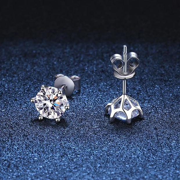 NeeTim 2ct Moissanite Studs Earrings for Women S925 Sterling Silver White Gold Plated Lab Diamond Earring With GRA Certificate