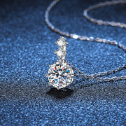 NeeTim 1ct 6.5mm D Color Moissanite Diamond Pendant Necklace 925 Sterling Sliver Neck Chain Necklaces with GRA Gift for Women