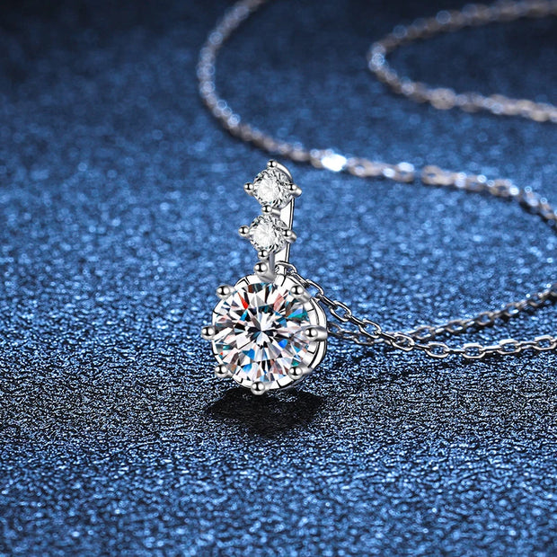NeeTim 1ct 6.5mm D Color Moissanite Diamond Pendant Necklace 925 Sterling Sliver Neck Chain Necklaces with GRA Gift for Women