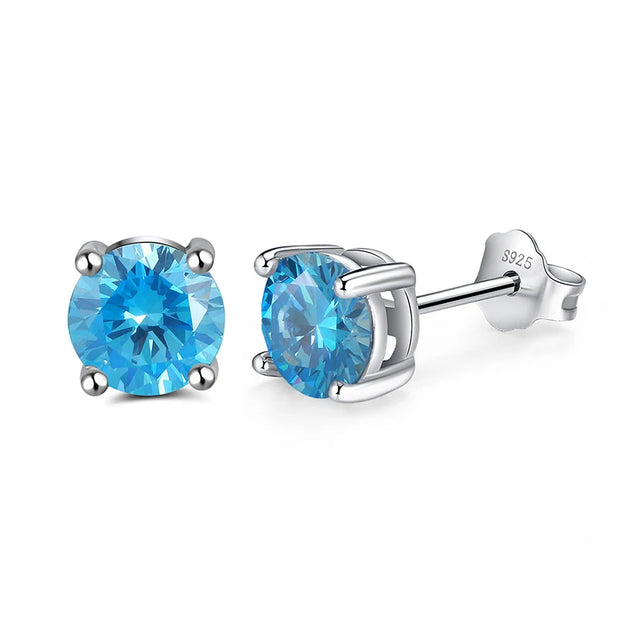 NeeTim Moissanite Earrings for Women S925 Sterling Sliver Green Pink Red Black Blue Sparkling Diamond Ear Studs Fine Jewelry