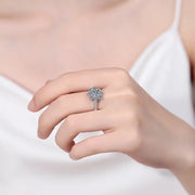1- 2ct Moissanite Flower Ring  with Gold Plated