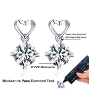 NeeTim 1ct Moissanite Stud Earrings for Women Lab Diamond Drop Heart S925 Solid Silver Wedding Engagement Earring Luxury Jewelry