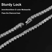NeeTim 3mm 4mm 5mm Moissanite Tennis Necklace 925 Sterling Sliver with Gold Plated Necklaces for Women Men Neck Chain Jewelry