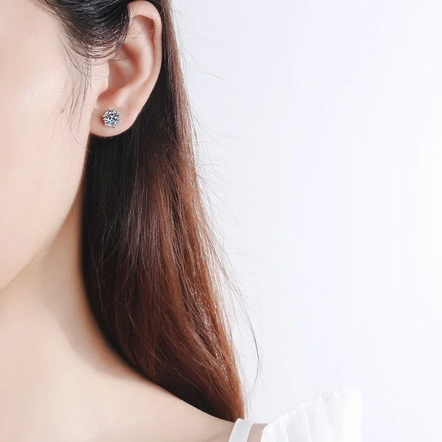 NeeTim 0.1-2 Carat D Color Moissanite Earrings For Women 925 Sterling Silver Ear Studs Sparkling Diamond Wedding Fine Jewelry