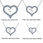 NeeTim D Color Moissanite Necklace Heart Pendant 925 Sterling Sliver White Gold Plated Chain with GRA Fine Neck Chain for Women