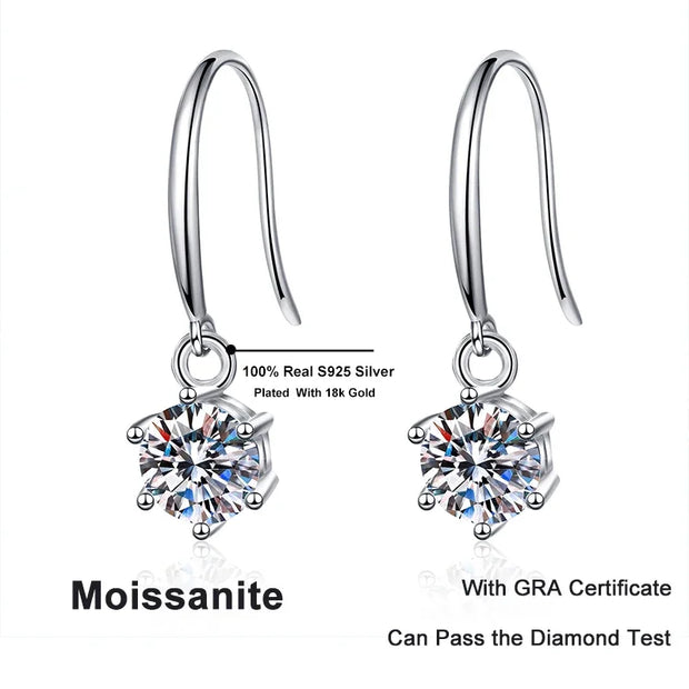 1ct 6.5mm Moissanite Droop Earrings