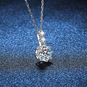 NeeTim 1ct 6.5mm D Color Moissanite Diamond Pendant Necklace 925 Sterling Sliver Neck Chain Necklaces with GRA Gift for Women