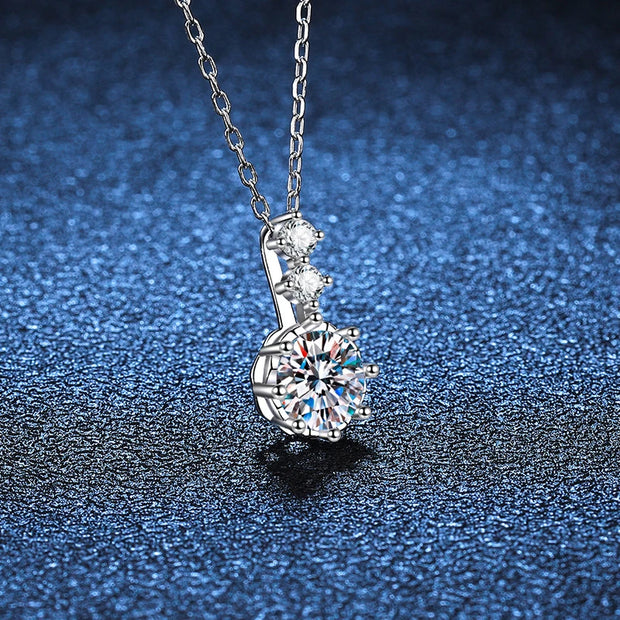 NeeTim 1ct 6.5mm D Color Moissanite Diamond Pendant Necklace 925 Sterling Sliver Neck Chain Necklaces with GRA Gift for Women