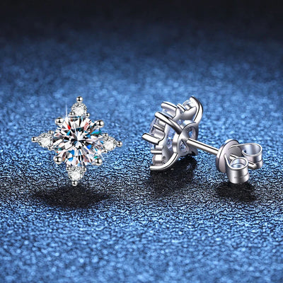 Star 1ct 6.5mm D Color  Earrings Sliver with White Gold Plated