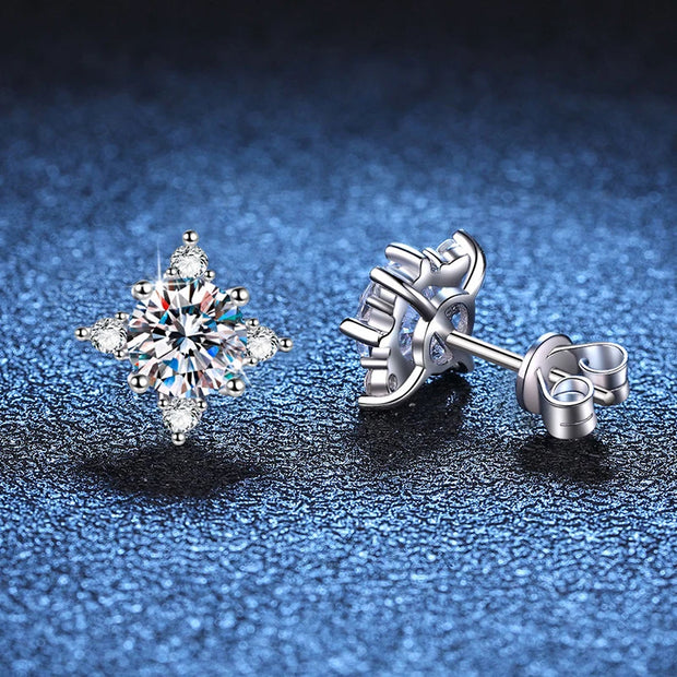 Star 1ct 6.5mm D Color  Earrings Sliver with White Gold Plated