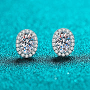 NeeTim 1ct Oval Cut D Color Moissanite Ear Stud Earrings For Women 925 Sterling Silver Sparkling Wedding Earring Fine Jewelry