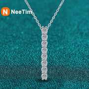 NeeTim Full Moissanite 925 Sterling Silver Necklace For Women Lab Diamonds Pendant Neck Chain Fine Jewelry With GRA Certificate