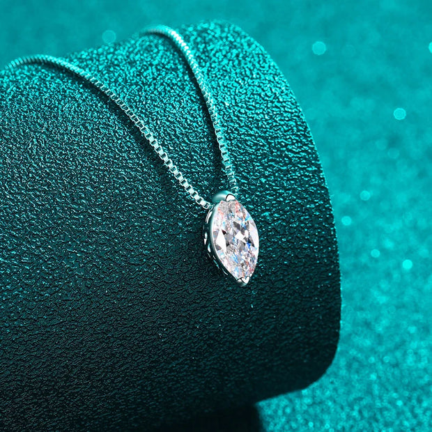 NeeTim Real D Color 5*10mm 1ct Marquise Moissanite Necklace For Women S925 Sterling Silver Lab Diamond Box Chain Fine Jewelry