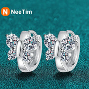 NeeTim Butterfly Full Moissanite Earrings for Women Original Party Wedding Gift Jewelry 925 Sterling Sliver Earring with GRA