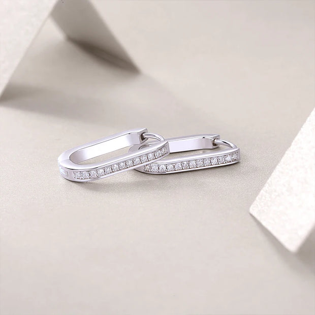 NeeTim Full Moissanite Earrings Lab Diamond 925 Sterling Silver Hoop Earring Gold Plated Fine Jewelry Gift With GRA Certificate