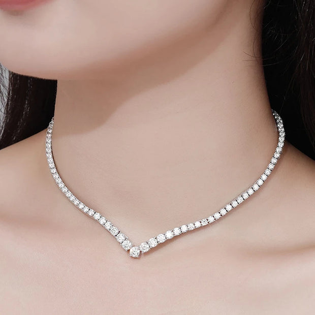 NeeTim Moissanite Tennis Necklace for Women 925 Sterling Silver with White Gold Plated Size Gradient Luxury Diamond Neck Chain