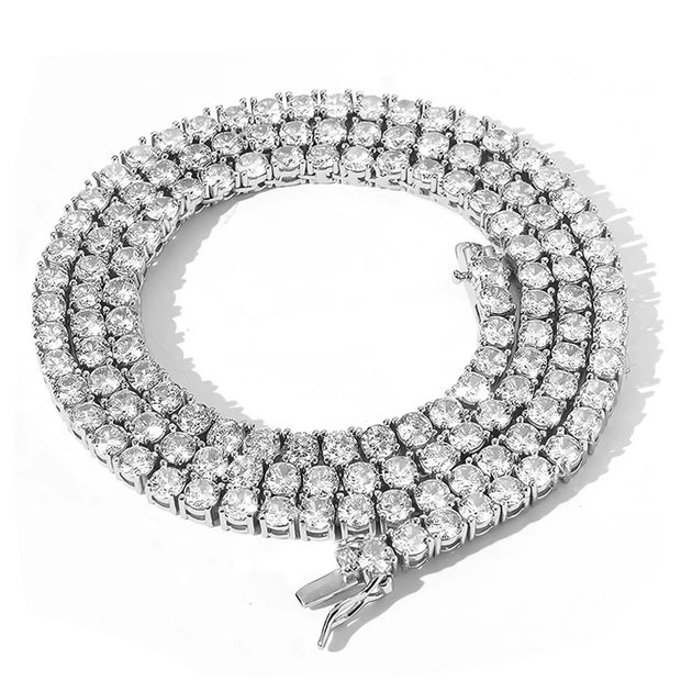 NeeTim 3mm 4mm 5mm Moissanite Tennis Necklace 925 Sterling Sliver with Gold Plated Necklaces for Women Men Neck Chain Jewelry