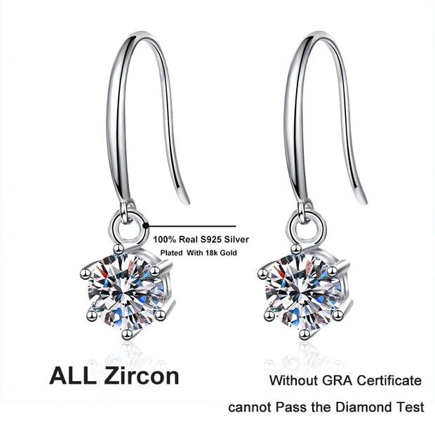 1ct 6.5mm Moissanite Droop Earrings