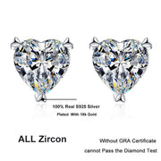 NeeTim D Color Heart Shape Moissanite Stud Earrings for Women Classic Wedding Gift S925 Sterling Silver Ear Studs GRA Certified
