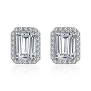 NeeTim 2ct Emerald Cut Radiant Cut Moissanite Earrings Lab Diamond S925 Sterling Silver Wedding Ear Studs Fine Jewelry for Women