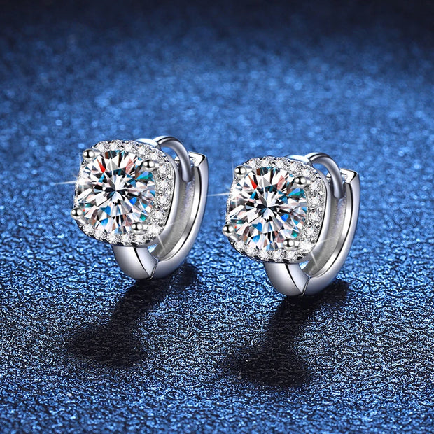 NeeTim 1ct Moissanite Earrings for Women S925 Sterling Sliver with 18k Gold Plated Hoop Earring Wedding Jewelry with Certificate