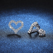 NeeTim All Moissanite Earrings for Women Heart Shape S925 Sterling Sliver with Gold Plated Earring Wedding Party Fine Jewelry