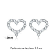 NeeTim All Moissanite Earrings for Women Heart Shape S925 Sterling Sliver with Gold Plated Earring Wedding Party Fine Jewelry