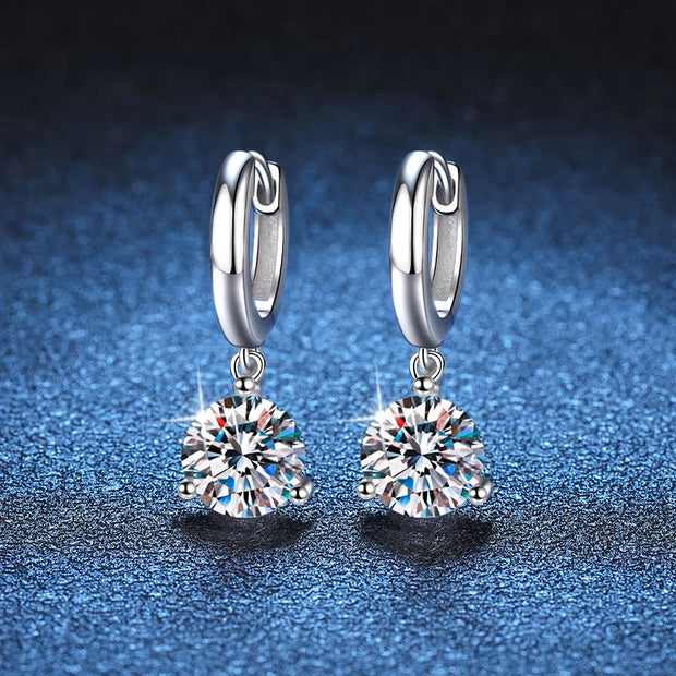 NeeTim 2ct Moissanite Earrings100% S925 Sterling Sliver Orginal Drop Earring Wedding Bride Jewelry with Certificate for Women