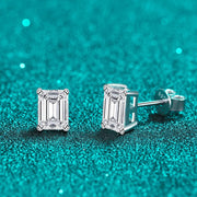 NeeTim 2ct Emerald Cut Radiant Cut Moissanite Earrings S925 Sterling Silver Wedding Ear Studs Fine Jewelry for Women Girls Gift
