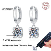 NeeTim 2CT Moissanite Drop Earrings for Women Sparkling Diamond Earring 100% S925 Sterling Silver with White Gold Plated Jewelry