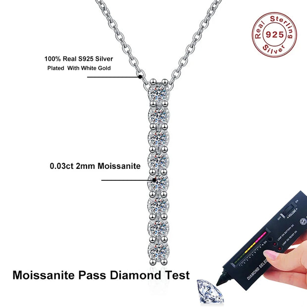 NeeTim Full Moissanite 925 Sterling Silver Necklace For Women Lab Diamonds Pendant Neck Chain Fine Jewelry With GRA Certificate