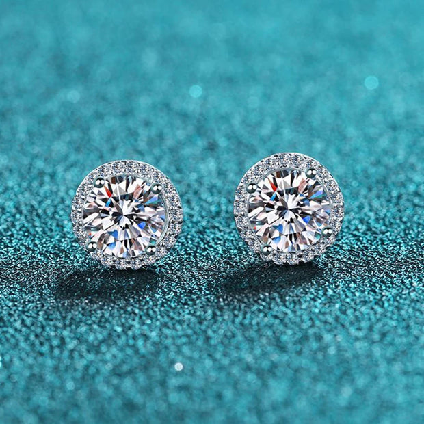 NeeTim Moissanite Stud Earrings for Women S925 Sterling Silver White Gold Plated Diamond Earring Ear Studs Wedding Fine Jewelry