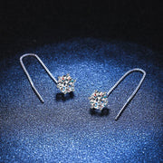 NeeTim 1CT Moissanite Earrings S925 Sterling Silver Plated with White Gold Ear Wire Line Drop Earring Hoop Wedding Fine Jewelry