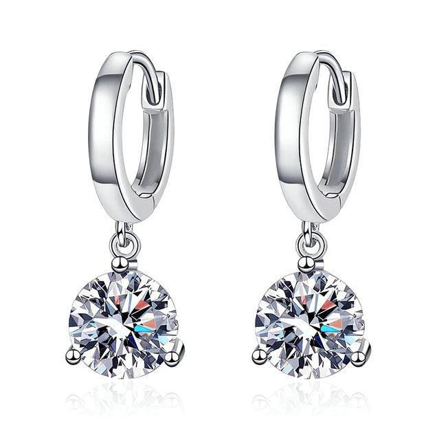 NeeTim 2ct Moissanite Earrings100% S925 Sterling Sliver Orginal Drop Earring Wedding Bride Jewelry with Certificate for Women
