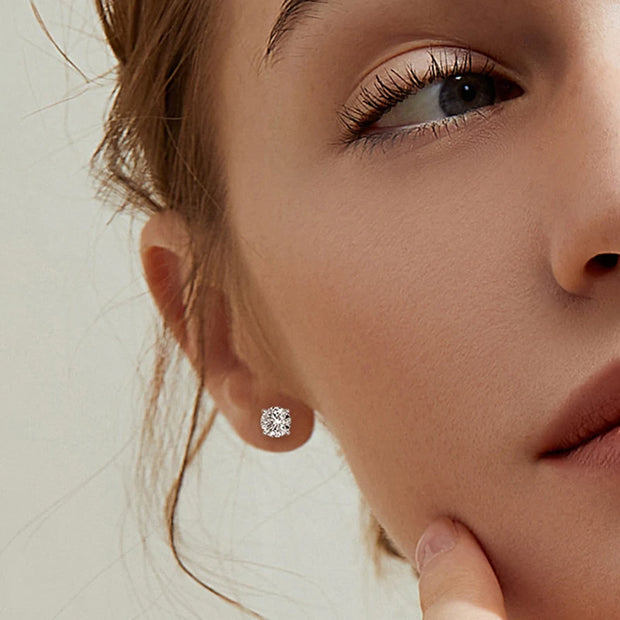 NeeTim Moissanite Earrings for Women S925 Sterling Sliver Green Pink Red Black Blue Sparkling Diamond Ear Studs Fine Jewelry