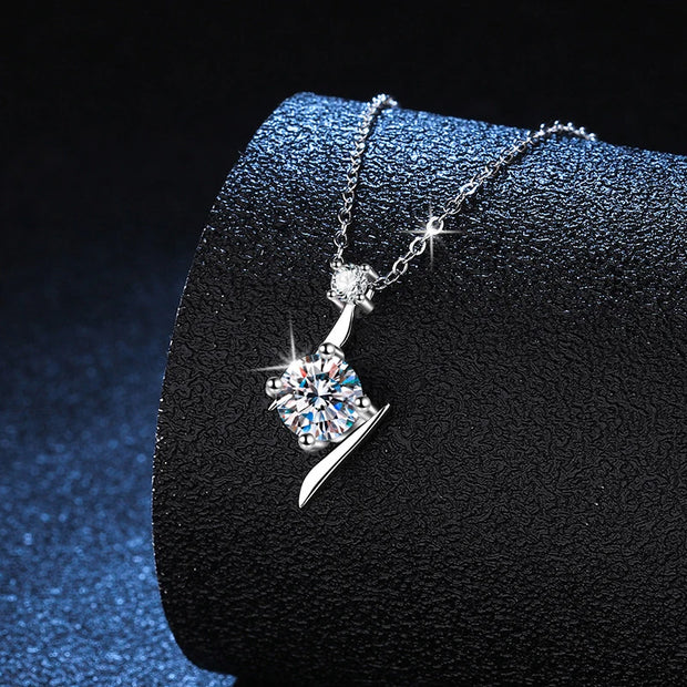 NeeTim 1ct 6.5mm D Color Moissanite Diamond Pendant Necklace 925 Sterling Sliver with 18K Gold Plated Necklaces Gift for Women