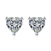 NeeTim D Color Heart Shape Moissanite Stud Earrings for Women Classic Wedding Gift S925 Sterling Silver Ear Studs GRA Certified
