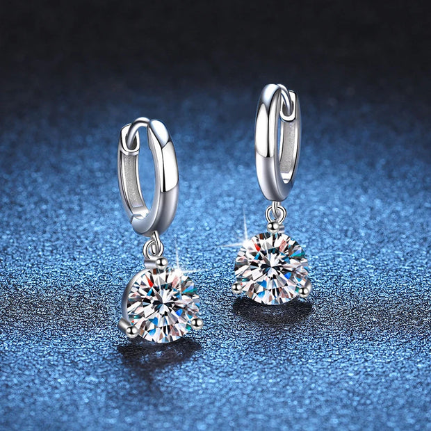 NeeTim 2ct Moissanite Earrings100% S925 Sterling Sliver Orginal Drop Earring Wedding Bride Jewelry with Certificate for Women