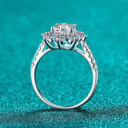 1- 2ct Moissanite Flower Ring  with Gold Plated