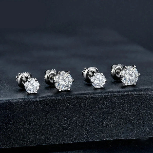 NeeTim Moissanite Diamond Stud Earrings for Women Original 925 Sterling Silver with Gold Plated Screw Back Earring Fine Jewelry