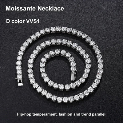 NeeTim 925 Sterling Silver Real Moissanite Tennis Necklace Bracelet for Women Men Lab Diamonds with GRA Certificate Neck Chain